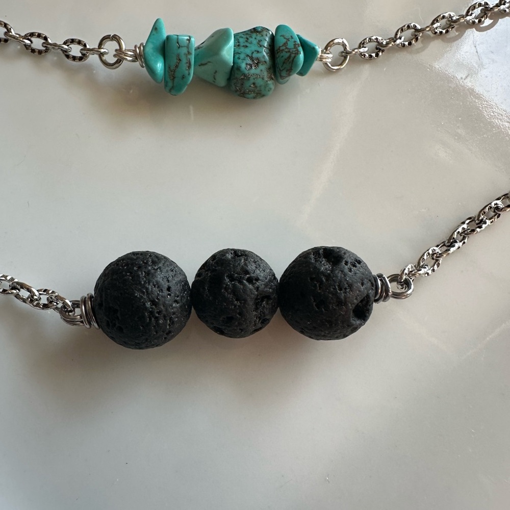 Turquoise and Lava Rock Necklace Set - Picture 2 of 6